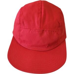 Vintage Red 5 Panel Baseball Cap Cotton Made in USA Small Medium Stretch Fit